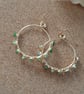 Sea Green Beaded Wire Wrapped Earrings – Handmade Round Statement Jewellery - Image 1