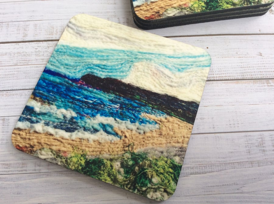 Seascape coaster or drinks mat. 