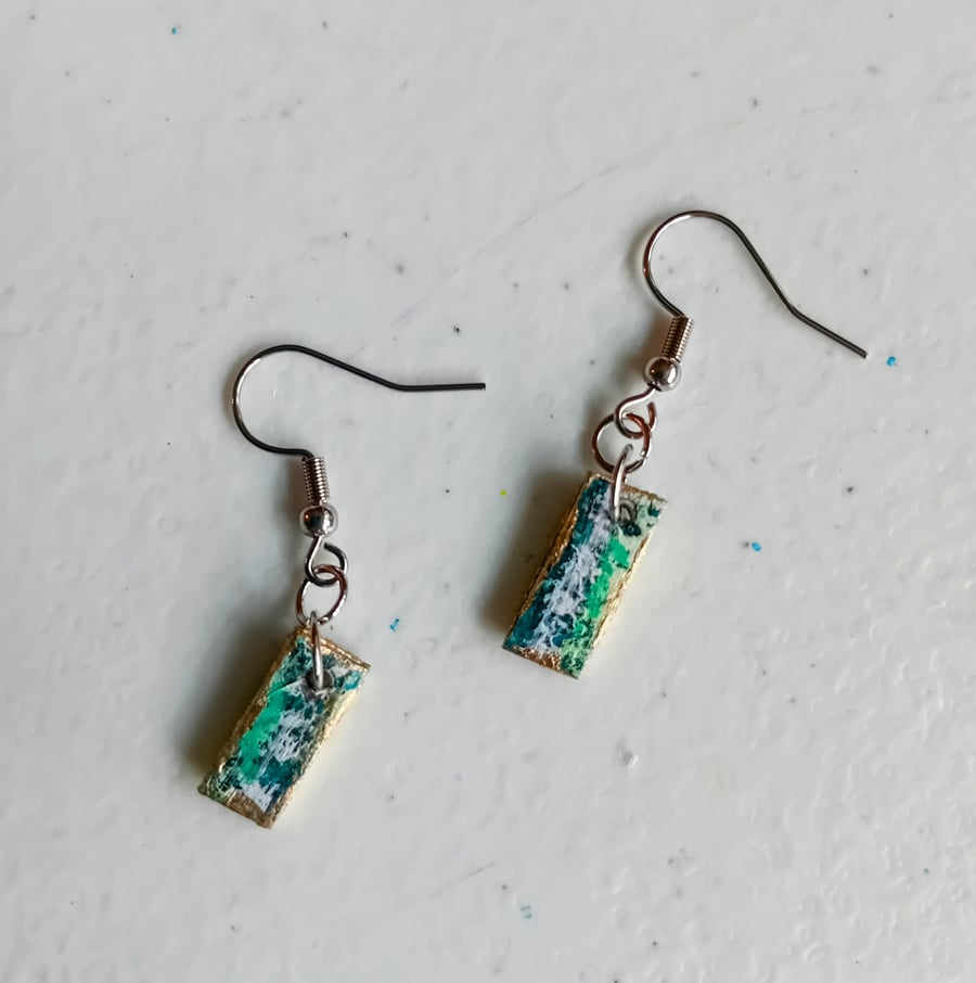 Green & Gold Canvas Earrings 
