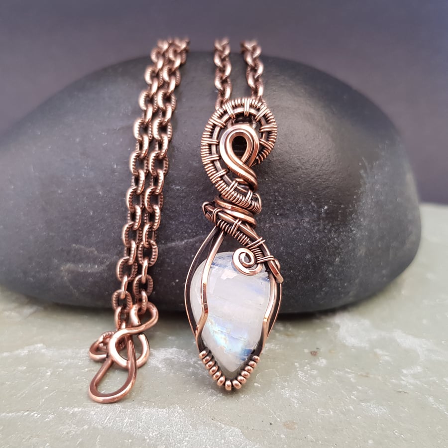 Moonstone and Copper Necklace