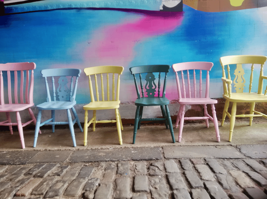 Mismatched  vintage dining chairs  - painted to order  