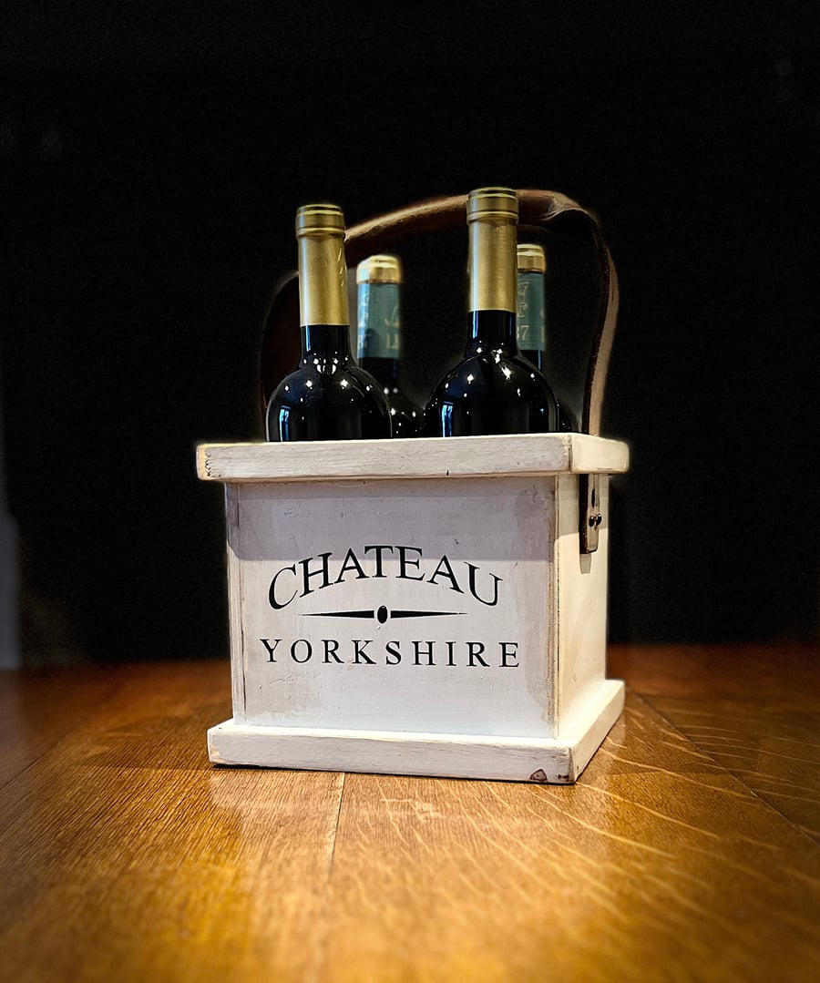 Shabby chic wine carrier