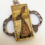 Upcycled hare brooch pin or badge. 