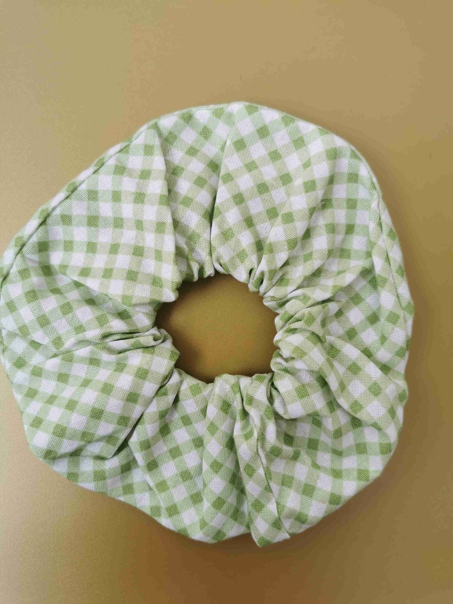Green Gingham Scrunchie 