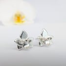 Silver Orchid Stud Earrings - Little Flower Earrings - Handmade Sterling Silver