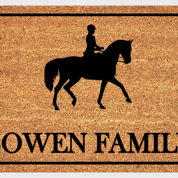 Dressage Door Mat - Personalised Horse Rider Welcome Mat - 3 Sizes