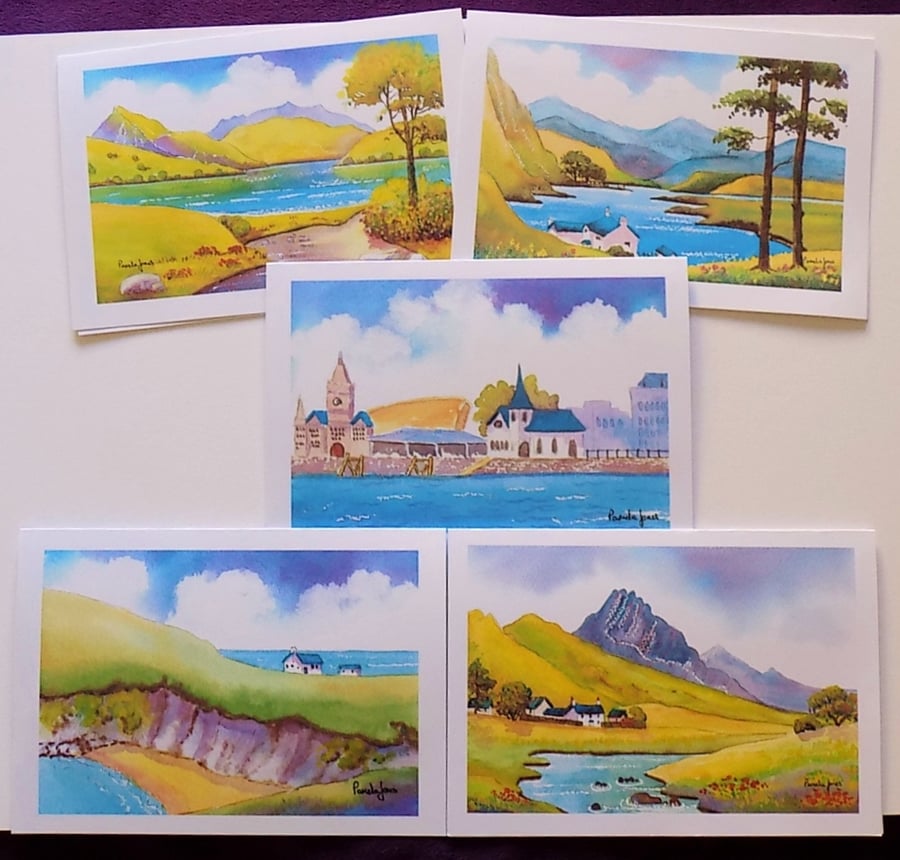 The Wales Collection, Set of 5, size A5, blank inside for your own message
