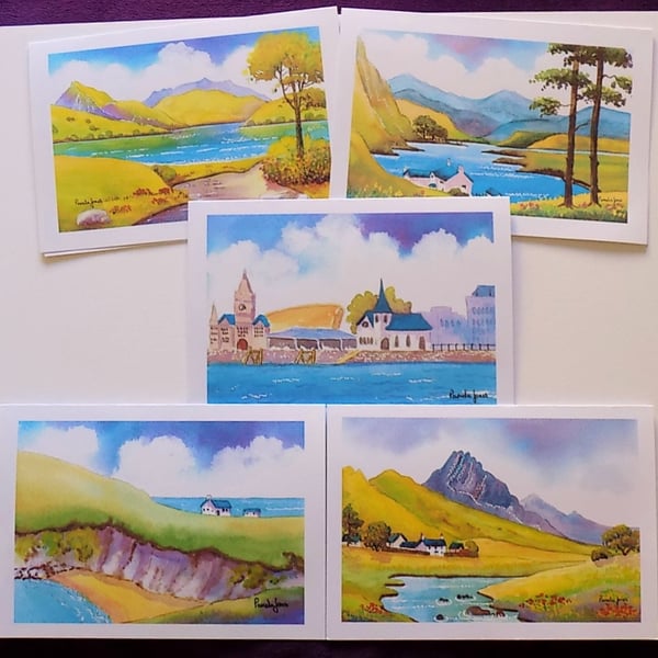 The Wales Collection, Set of 5, size A5, blank inside for your own message