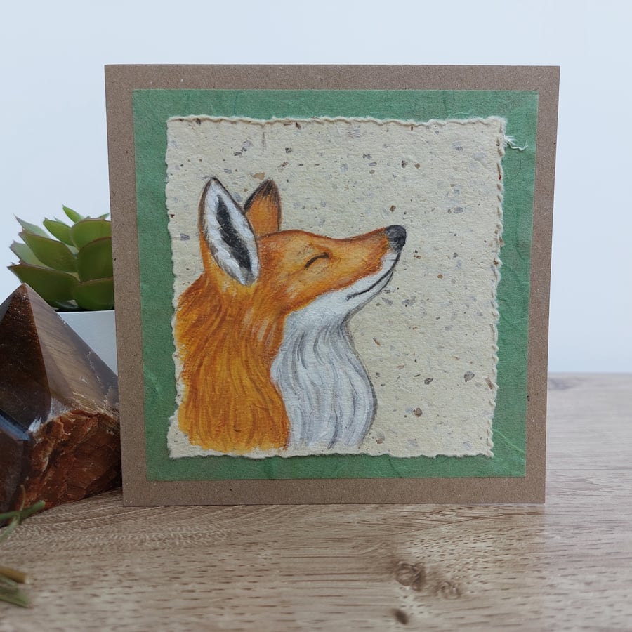 Hand Painted Fox Greetings Card. British Wildlife lovers.