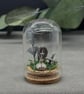 Halloween Scene Miniature Bell Jar Cloche Handmade Sterling Silver Pumpkin Bats 