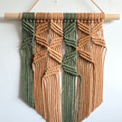 Green and Brown Small Macrame Wall Hanging - Scandinavian Style Home Decor