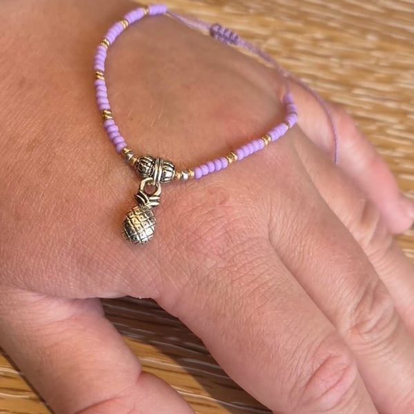 Pineapple Beaded Stacker Bracelet, Tropical Fruit Jewellery (STK-0008)