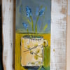 Original mixed media still life painting on reclaimed wood 