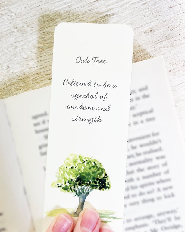 Oak Tree Bookmark With Motivational Words - Double Sided 