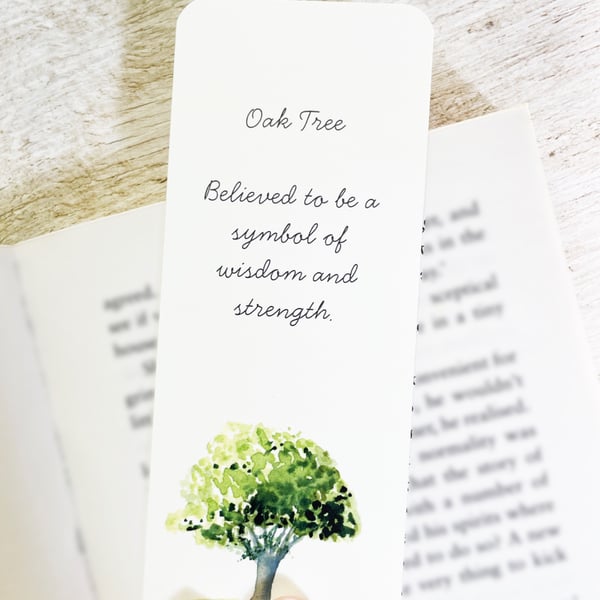 Oak Tree Bookmark With Motivational Words - Double Sided 