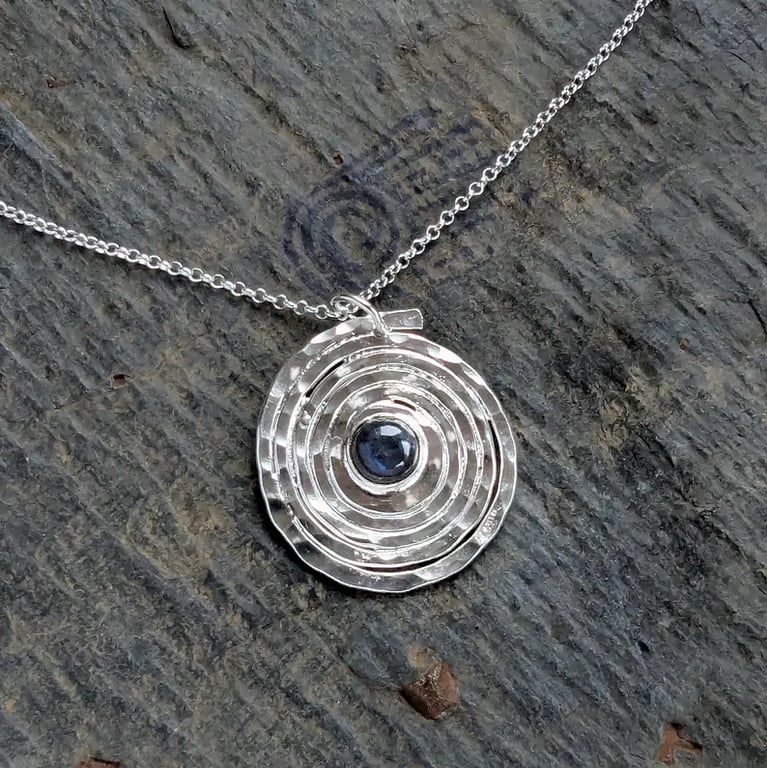 Recycled Sterling Silver Spiral Labradorite pendant: Silver