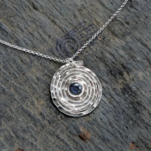 Recycled Sterling Silver Spiral Labradorite pendant: Silver
