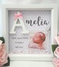 23cm Personalised New baby frame,new baby gift,baby girl frame,1 DAY DISPATCH