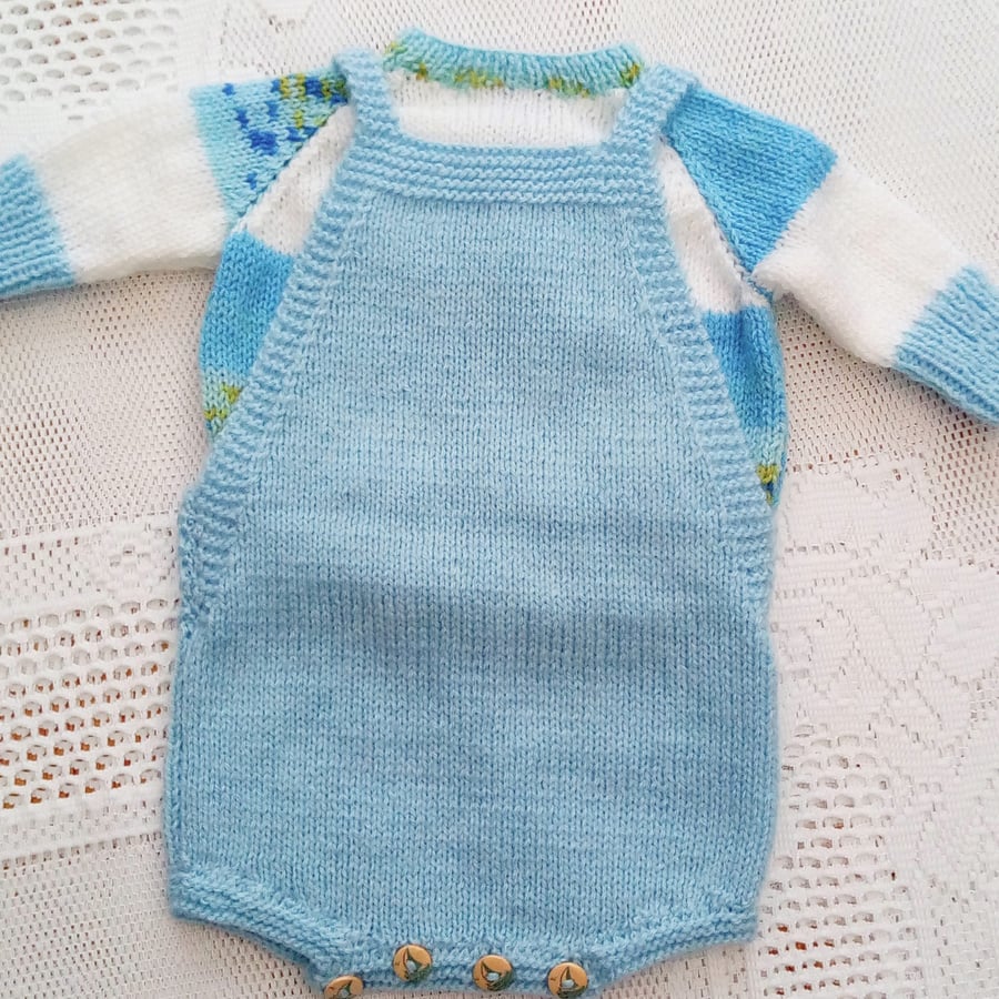 Baby's Hand Knitted Romper and Jumper Set, Hand Knitted Baby Outfit, Baby Gift