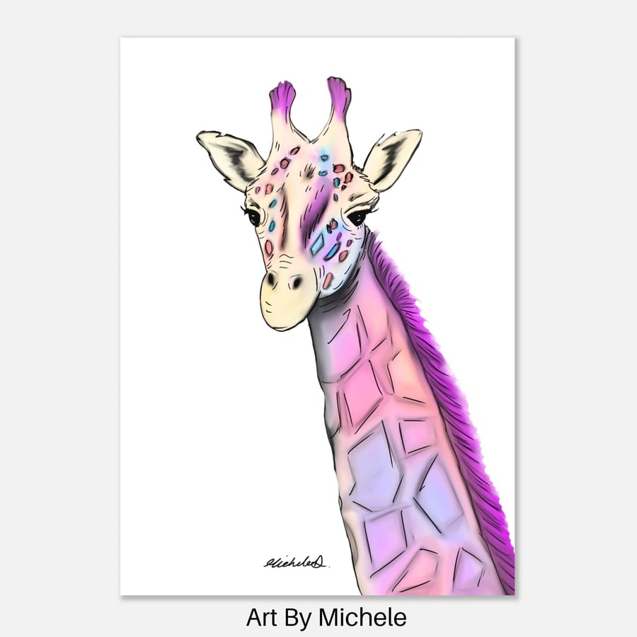 Colourful Giraffe Art Print – Modern Pop Art Animal Decor