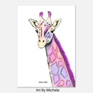 Colourful Giraffe Art Print – Modern Pop Art Animal Decor