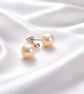 8mm Button Freshwater Pearl Sterling Silver Stud Earrings - Image 4