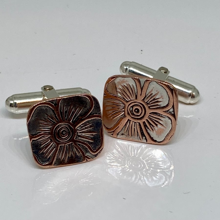 Reclaimed copper and silver plate cufflinks