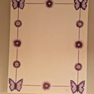 Purple flowers and butterflies canvas picture frame. 