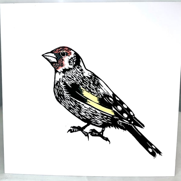 Goldfinch Lino print card