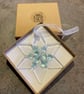 A Little Hug in a Box Fused Glass Turquoise Star Christmas Tree Decoration - Image 1