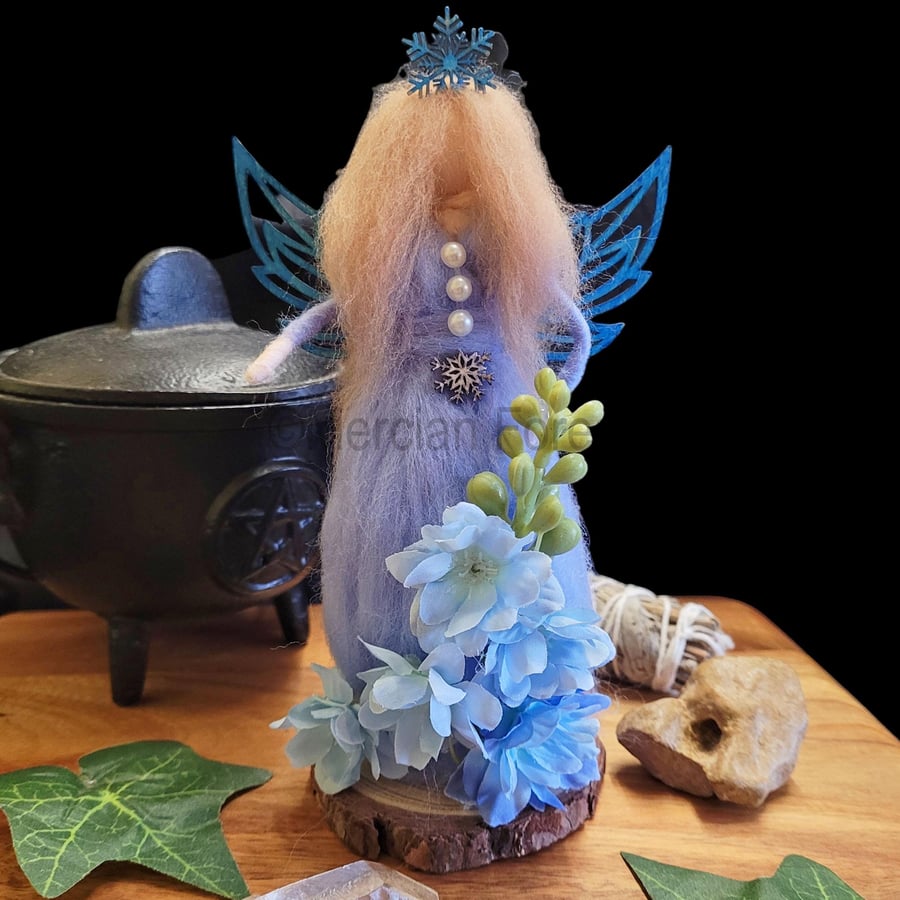 Winter Fairy Handmade Felted Pagan Decoration Yule Ice Queen Goddess Wicca