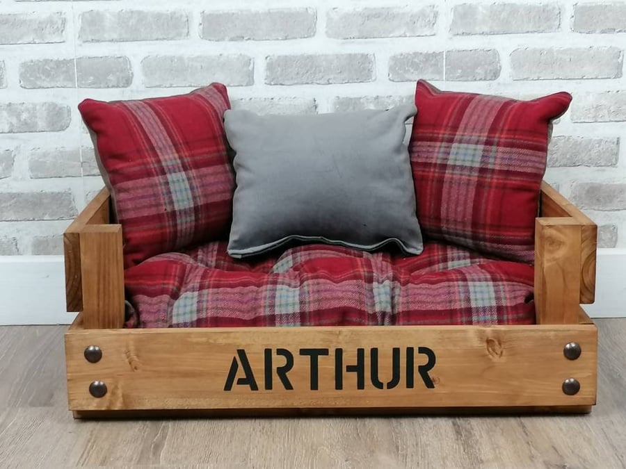 Small Personalised Rustic Oak Stain Wooden Dog Folksy