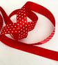 Red Polka dot satin ribbon 15mm x 3 metres  - Image 1