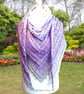 Crochet ombre acrylic shawl in shades of lilac, grey and white. Crochet shawl. - Image 1