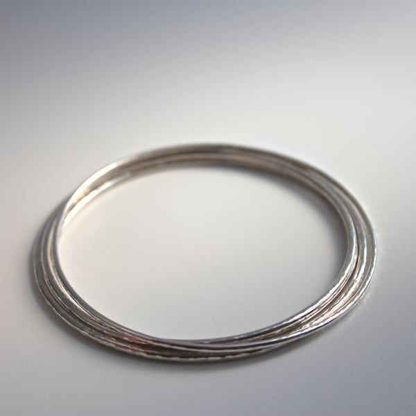 Handmade Sterling Silver Hammered Stacking Bangle