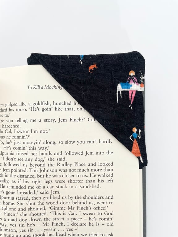 Recycled Laura Ashley Cat and Plant Corner Bookmark