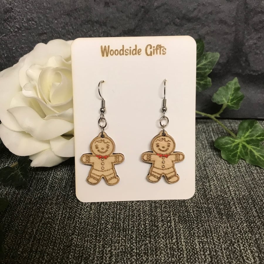 Gingerbread men hanging earrings - Christmas jewellery.