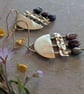 Hand-Engraved Brass Earrings with Freshwater Pearls ; Contemporary Earrings - Image 2