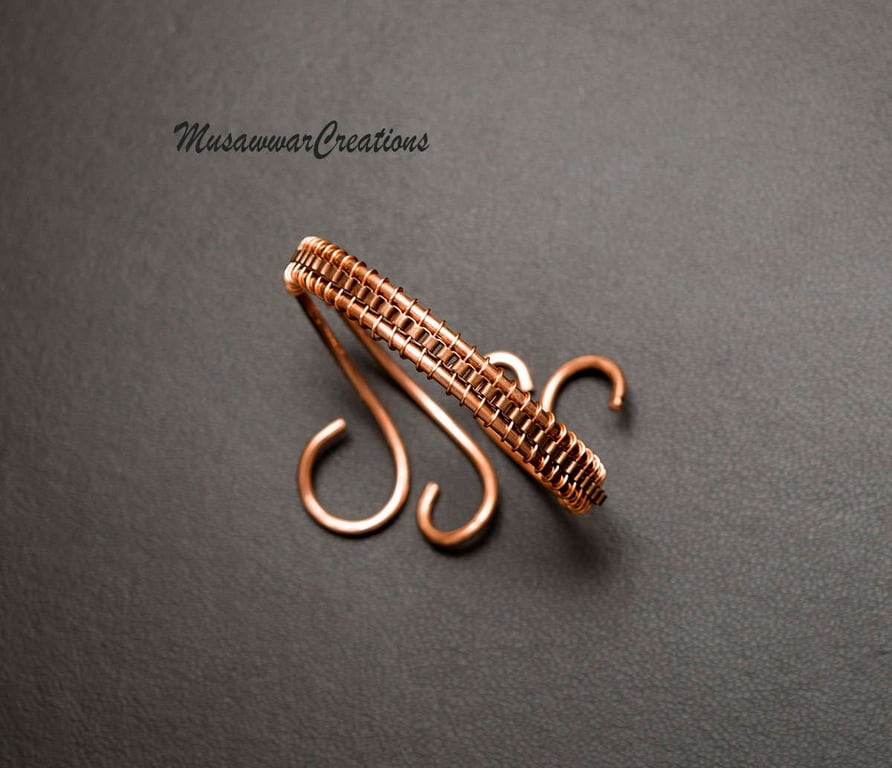 Copper Wire wrapped bracelet cuff ,Unisex Heavy copper Cuff bracelet, copper wir