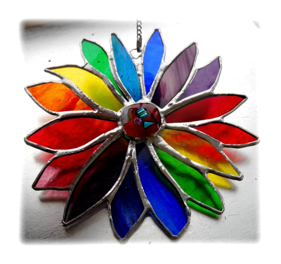 Rainbow Flower Stained Glass Suncatcher 053