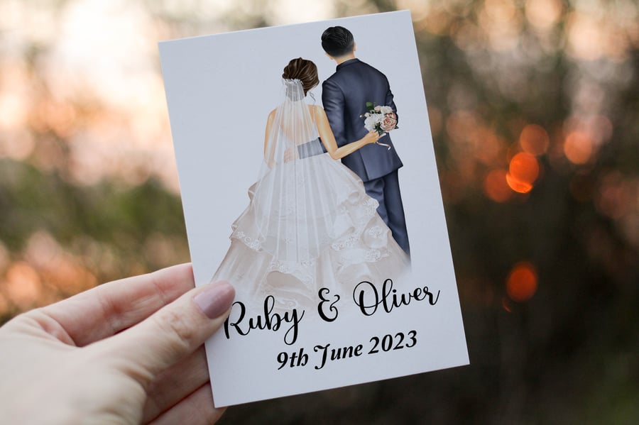 Bride & Groom Custom Wedding Card, Design Your Own Wedding Day Card, Custom Card