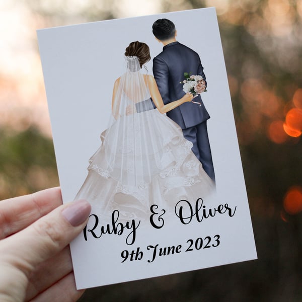 Bride & Groom Custom Wedding Card, Design Your Own Wedding Day Card, Custom Card
