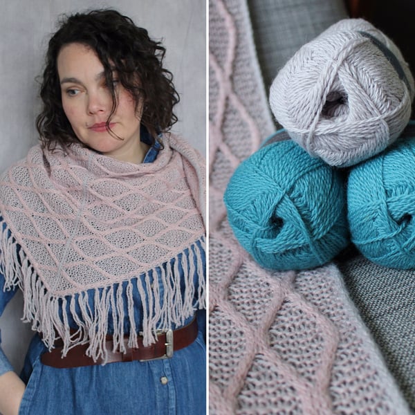 Wild Rye Shawl Kit (turquoise & pale grey)