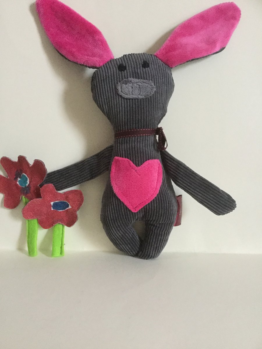 Candy Pink Heart Bunny Plushie, Handmade Bunny with candy pink  heart, Nursery