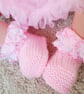 Pink knitted baby booties, premature, newborn baby shower 