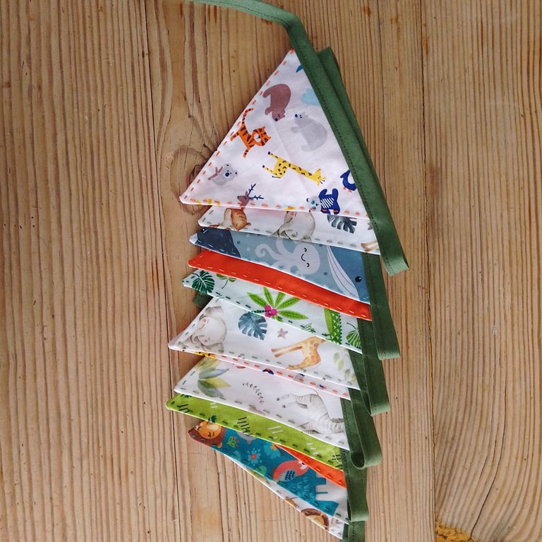 Mini bunting handmade in a cute animal themed design 