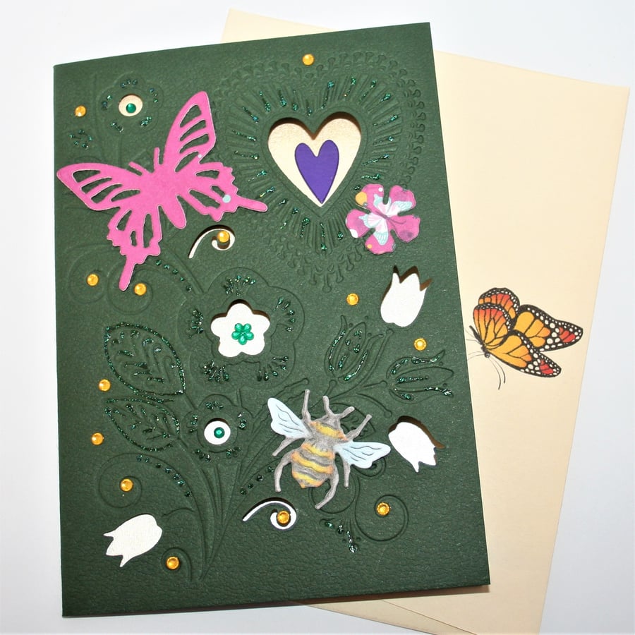 Butterfly Die-cut Embossed Card A6