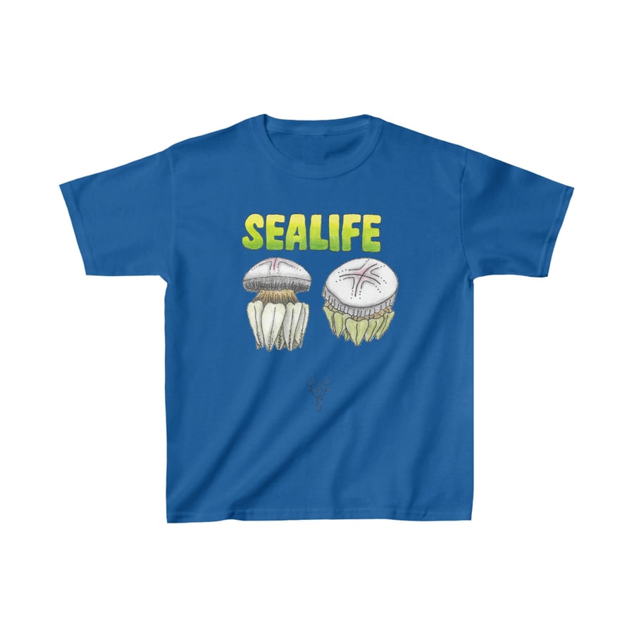 Sea Life Jellyfish Kids Heavy Cotton Tee hand drawn by Bikabunny