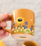 Yellow Mug Hand Painted with Sunflowers 
