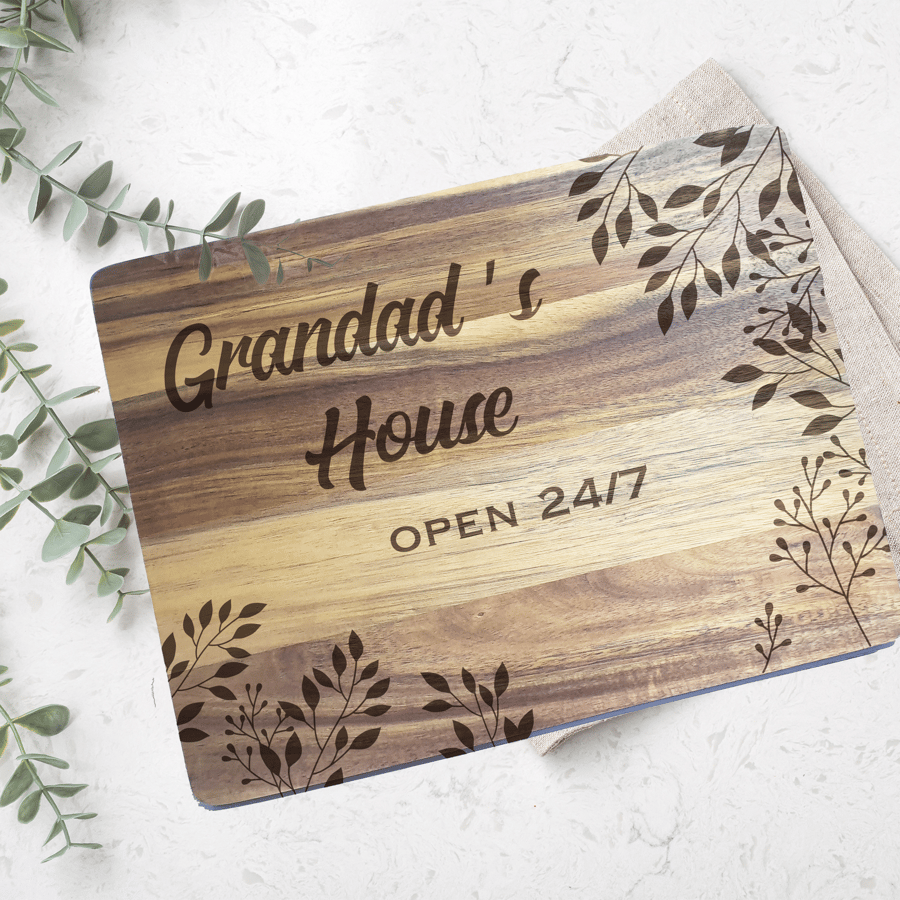 Grandma's House or Restaurant Personalised Name Chopping Board Open 24 7